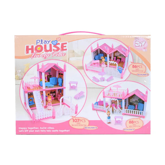 Lovely Villa Doll Play House 86 Pcs
