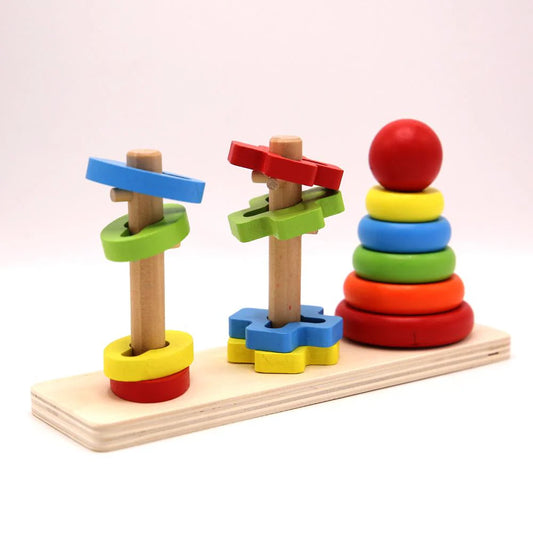 Rainbow Three Column Tower Shape Educational Toys