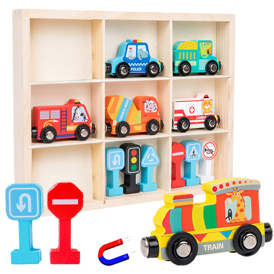 Traffic Magnetic Teaching Vehicle Wooden Train