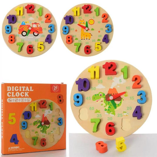 Digital Learning Wooden Clock