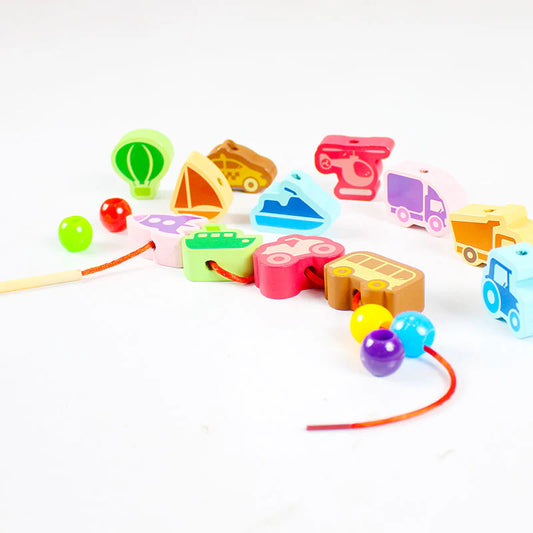 Vehicles Wooden Threading & Lacing Game #1884