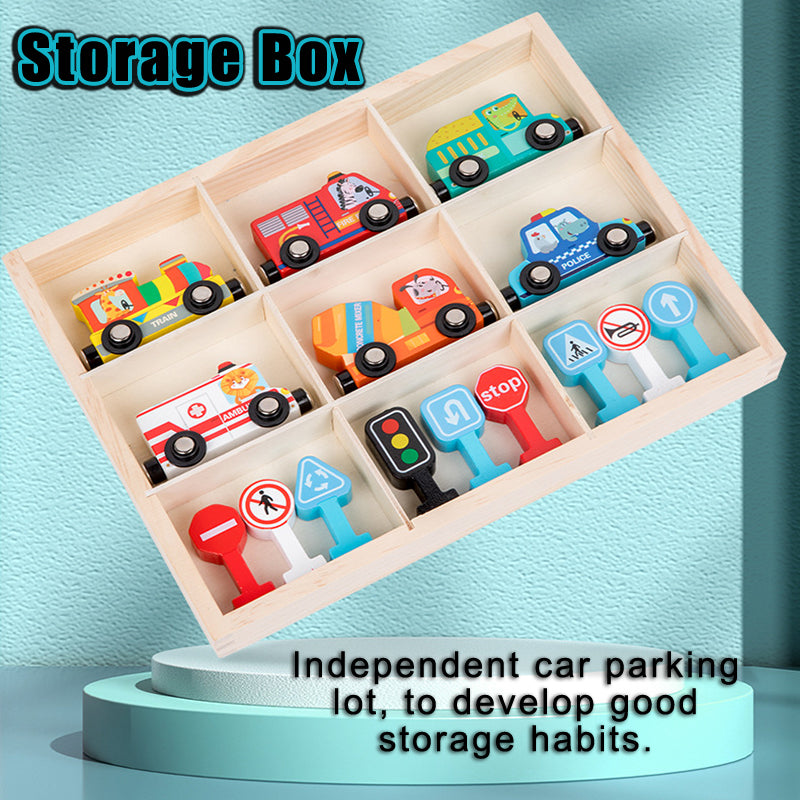 Traffic Magnetic Teaching Vehicle Wooden Train