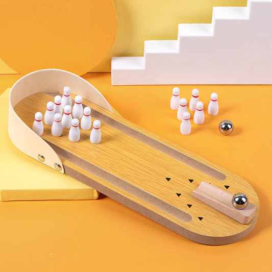 Wooden Mini Bowling Spil Game