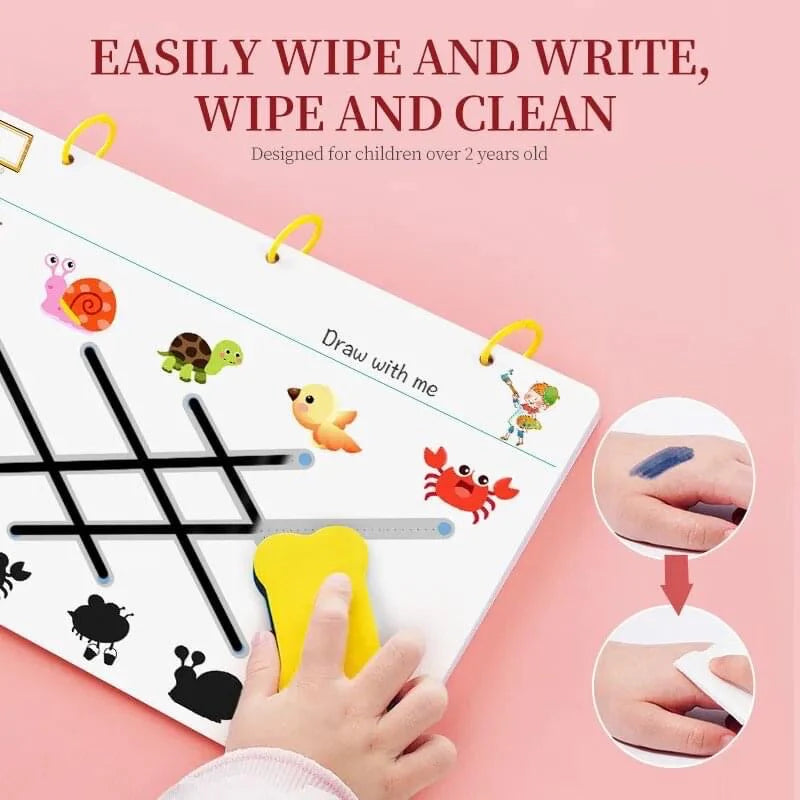 64 Pages Premium Reusable Tracing Book + 2 Markers & Eraser