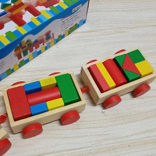 The Three Section Train Blocks Wooden Toy