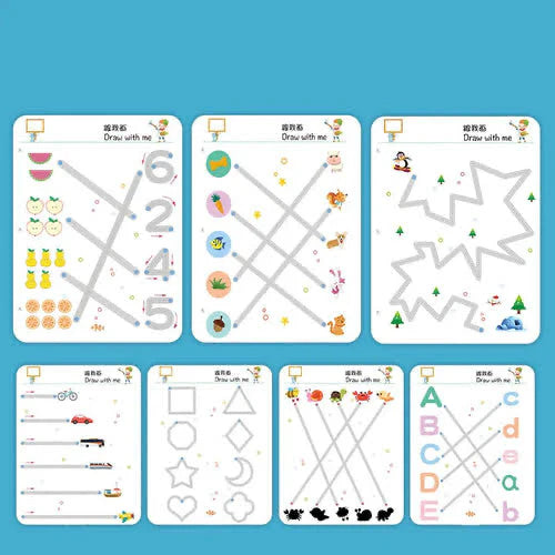 64 Pages Premium Reusable Tracing Book + 2 Markers & Eraser