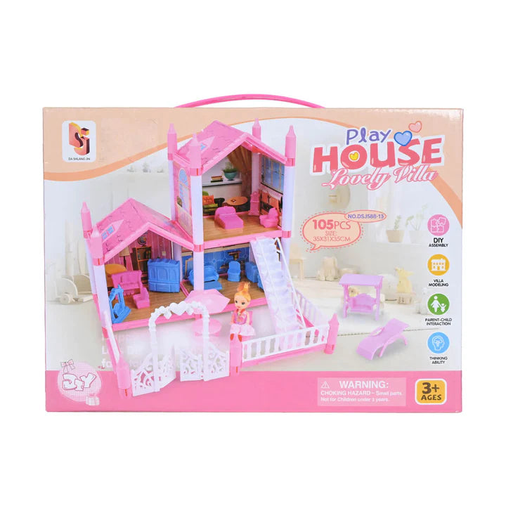 Lovely Villa Doll Play House 86 Pcs