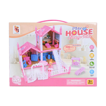 Lovely Villa Doll Play House 86 Pcs