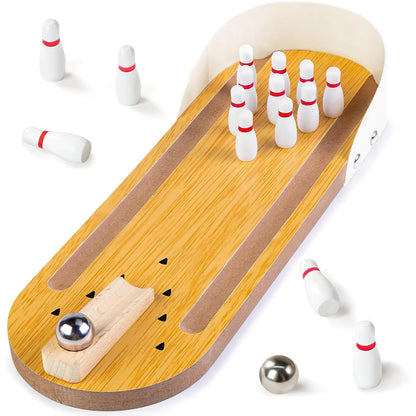Wooden Mini Bowling Spil Game