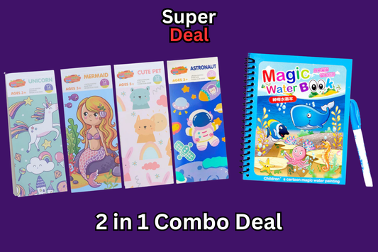 2 in 1 Kids Learning Deal (Water Magic Book + Magical Watercolor Book of 12 Pages)