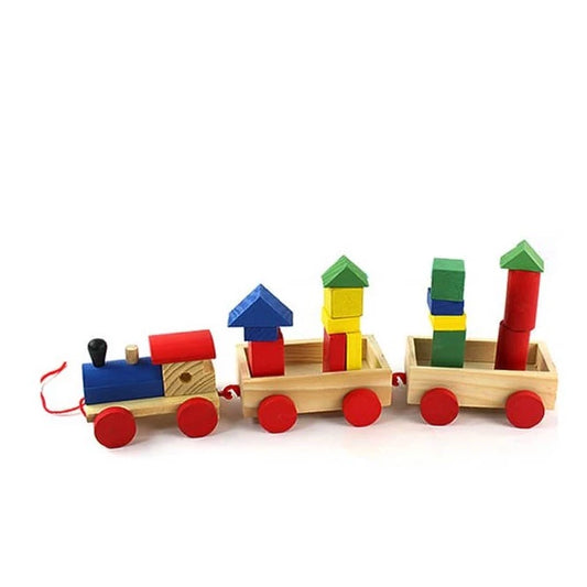 The Three Section Train Blocks Wooden Toy