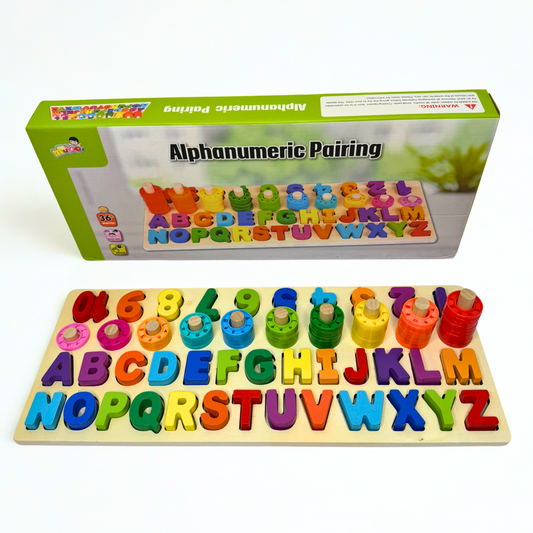 Wooden 3 in 1 Alphanumeric Pairing Toy