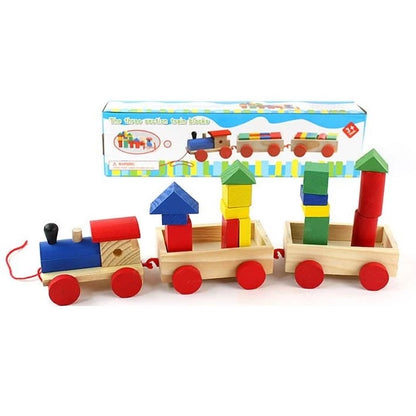 The Three Section Train Blocks Wooden Toy