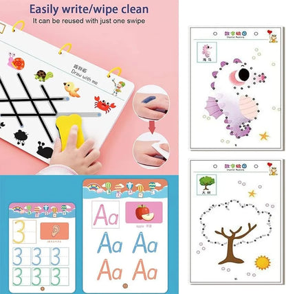 64 Pages Premium Reusable Tracing Book + 2 Markers & Eraser
